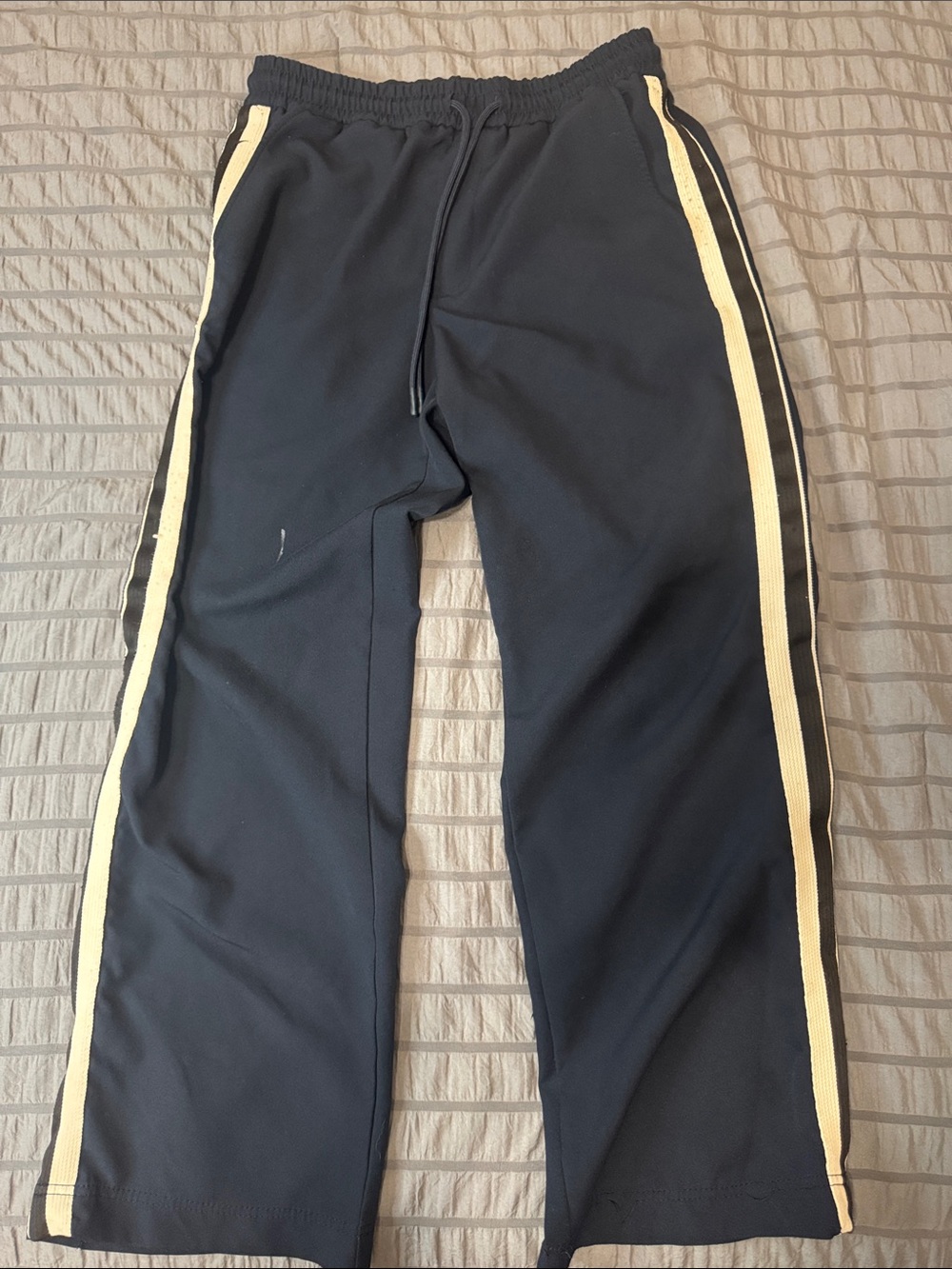Zara Navy Sweatpants with Cream Side Stripes